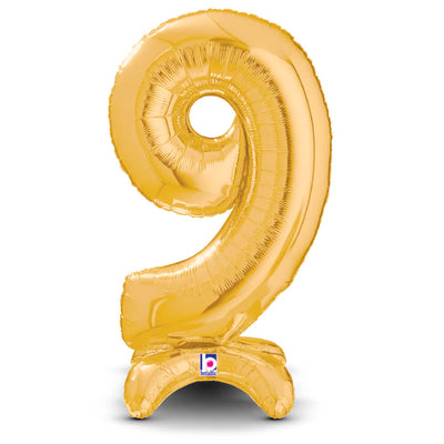 Betallic 25 inch STANDUPS NUMBER 9 - GOLD (AIR-FILL ONLY) Foil Balloon 13849GP-B-P