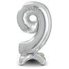 Betallic 25 inch STANDUPS NUMBER 9 - SILVER (AIR-FILL ONLY) Foil Balloon 13849SP-B-P