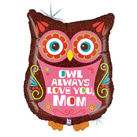 Betallic 26 inch OWL ALWAYS LOVE MOM Foil Balloon 85876P-B-P