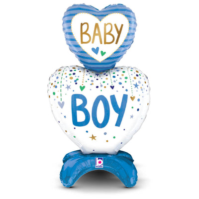 Betallic 28 inch STANDUPS BABY BOY HEARTS Foil Balloon 25301P-B-P
