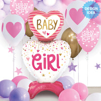 Betallic 28 inch STANDUPS BABY GIRL HEARTS Foil Balloon 25300P-B-P