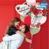 Betallic 30 inch SATIN VALENTINE ROSE BOUQUET Foil Balloon 25240-B-P