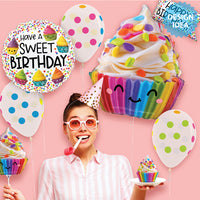 Betallic 31 inch CUTE CUPCAKE BIRTHDAY Foil Balloon 25282P-B-P