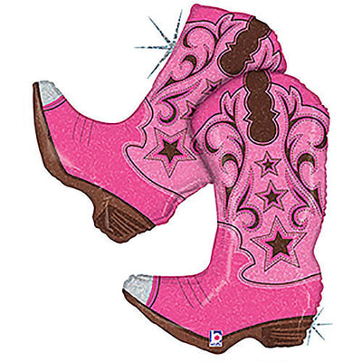 Betallic 36 inch HOLOGRAPHIC PINK DANCING BOOTS Foil Balloon 35565P-B-P