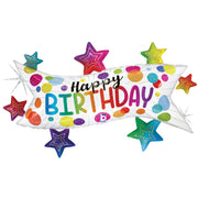 Betallic 37 inch BIRTHDAY BANNER STARS Foil Balloon 25278P-B-P