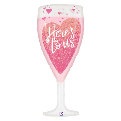 Betallic 37 inch HERE'S TO US PINK CHAMPAGNE Foil Balloon 25154-B-P