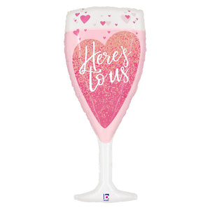 Betallic 37 inch HERE'S TO US PINK CHAMPAGNE Foil Balloon 25154-B-P