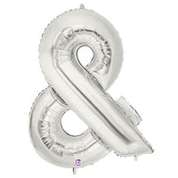 Betallic 40 inch AMPERSAND & - SILVER MEGALOON Foil Balloon 15861SP-B-P