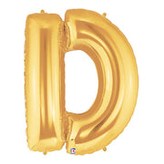 Betallic 40 inch LETTER D - GOLD MEGALOON Foil Balloon 15904GP-B-P