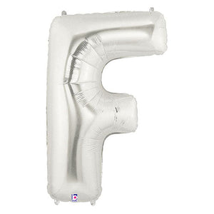 Betallic 40 inch LETTER F - SILVER MEGALOON Foil Balloon 15906SP-B-P