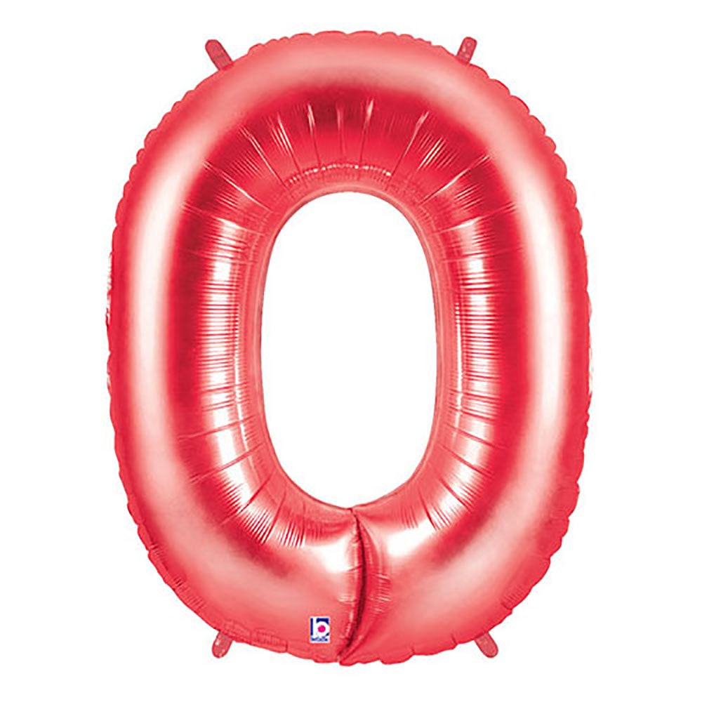 Betallic 40 inch NUMBER 0 - RED MEGALOON Foil Balloon 15840RP-B-P