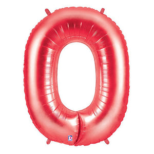 Betallic 40 inch NUMBER 0 - RED MEGALOON Foil Balloon 15840RP-B-P