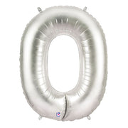 Betallic 40 inch NUMBER 0 - SILVER MEGALOON Foil Balloon 15840SP-B-P
