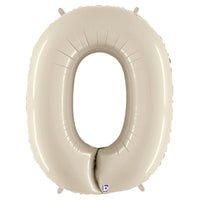 Betallic 40 inch NUMBER 0 - WHITE SAND MEGALOON Foil Balloon 15840WSP-B-P