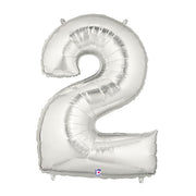 Betallic 40 inch NUMBER 2 - SILVER MEGALOON Foil Balloon 15842SP-B-P