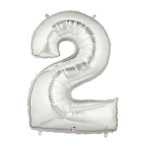 Betallic 40 inch NUMBER 2 - SILVER MEGALOON Foil Balloon 15842SP-B-P