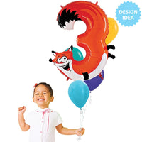 Betallic 40 inch NUMBER 3 - FOX ZOOLOON Foil Balloon 14943MP-B-P