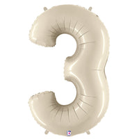 Betallic 40 inch NUMBER 3 - WHITE SAND MEGALOON Foil Balloon 15843WSP-B-P