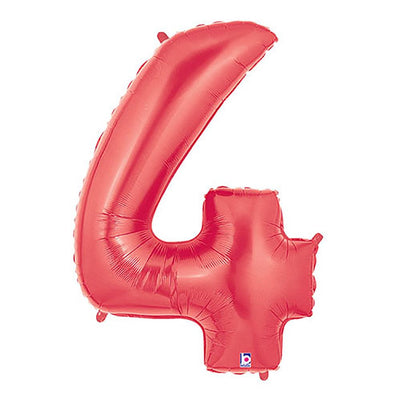Betallic 40 inch NUMBER 4 - RED MEGALOON Foil Balloon 15844RP-B-P