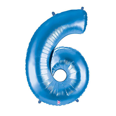 Betallic 40 inch NUMBER 6 - BLUE MEGALOON Foil Balloon 15846BP-B-P