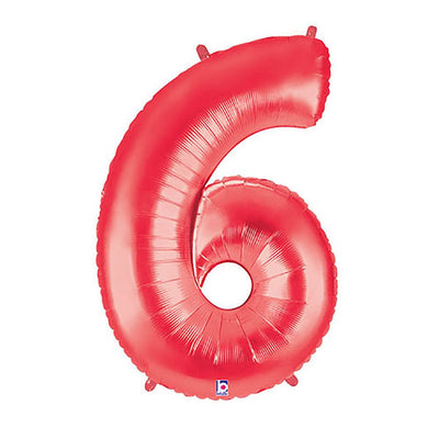 Betallic 40 inch NUMBER 6 - RED MEGALOON Foil Balloon 15846RP-B-P