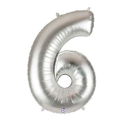 Betallic 40 inch NUMBER 6 - SILVER MEGALOON Foil Balloon 15846SP-B-P