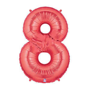 Betallic 40 inch NUMBER 8 - RED MEGALOON Foil Balloon 15848RP-B-P