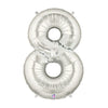 Betallic 40 inch NUMBER 8 - SILVER MEGALOON Foil Balloon 15848SP-B-P