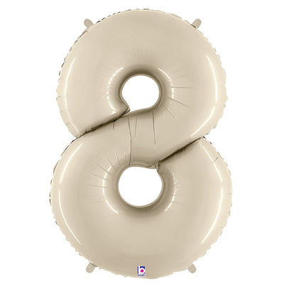 Betallic 40 inch NUMBER 8 - WHITE SAND MEGALOON Foil Balloon 15848WSP-B-P