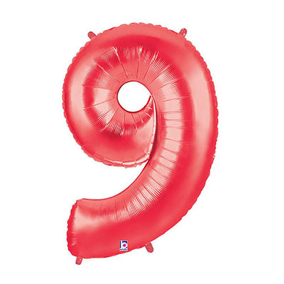 Betallic 40 inch NUMBER 9 - RED MEGALOON Foil Balloon 15849RP-B-P