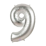 Betallic 40 inch NUMBER 9 - SILVER MEGALOON Foil Balloon 15849SP-B-P