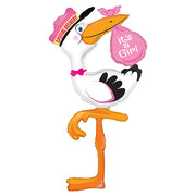 Betallic 5 foot SPECIAL DELIVERY STORK GIRL Foil Balloon 85760-B-U