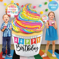 Betallic 60 inch SPECIAL DELIVERY BIRTHDAY CUPCAKE Foil Balloon 25200P-B-P