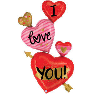 Betallic 65 inch SPECIAL DELIVERY I LOVE YOU HEARTS Foil Balloon 25248-B-P