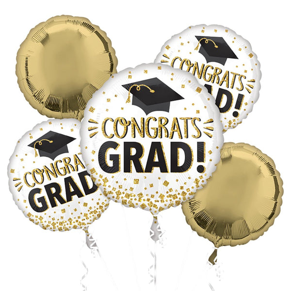 CONGRATS GRAD GOLD GLITTER BOUQUET - LA Balloons