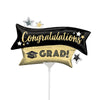 CONGRATULATIONS GRAD GOLD & BLACK MINI SHAPE (AIR - FILL ONLY) - LA Balloons