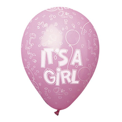 CTI 12 inch ALL-ROUND FESTIVE IT'S A GIRL Latex Balloons 950005-C