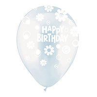 CTI 12 inch ALL-ROUND HAPPY BIRTHDAY DAISIES & DOTS CLEAR Latex Balloons 95005115-C