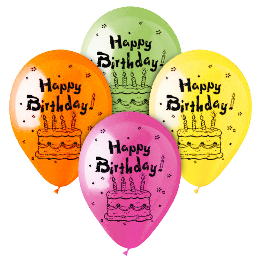 CTI 12 inch NEON HAPPY BIRTHDAY ASSORTED COLORS (6 PK) Latex Balloons 912648-C