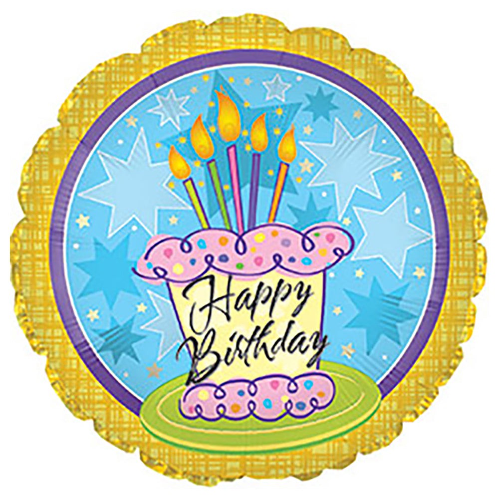 CTI 17 inch BIRTHDAY CAKE WITH STARS Foil Balloon 114496-C-U