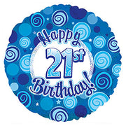 CTI 17 inch HAPPY 21 BIRTHDAY BLUE DAZZLEOONS Foil Balloon 114732-C-U