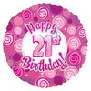 CTI 17 inch HAPPY 21 BIRTHDAY PINK DAZZLEOONS Foil Balloon 114725-C-U