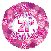 CTI 17 inch HAPPY 21 BIRTHDAY PINK DAZZLEOONS Foil Balloon 114725-C-U
