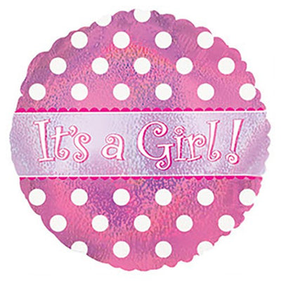 CTI 17 inch IT'S A GIRL DOTS DAZZELOONS Foil Balloon 114042-C-U