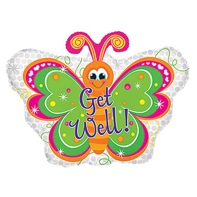 CTI 22 inch GET WELL BRIGHT BUTTERFLY Foil Balloon 434114-C-P