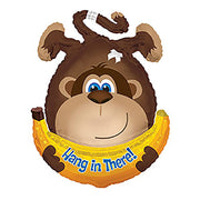 CTI 28 inch HANG IN THERE MONKEY WITH BANANA SHAPE Foil Balloon 434004-C-P