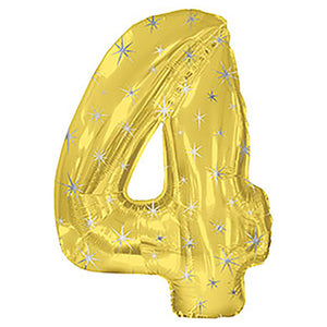 CTI 38 inch NUMBER 4 - GOLD SPARKLE Foil Balloon 433604-C-U