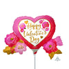 HAPPY VALENTINE'S DAY HEART & ROSES MINI SHAPE (AIR - FILL ONLY) - LA Balloons