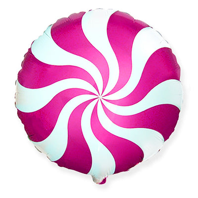 LA Balloons 18 inch PEPPERMINT CANDY - MAGENTA Foil Balloon LAB593-FM