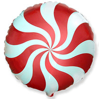 LA Balloons 18 inch PEPPERMINT CANDY - RED Foil Balloon LAB595-FM